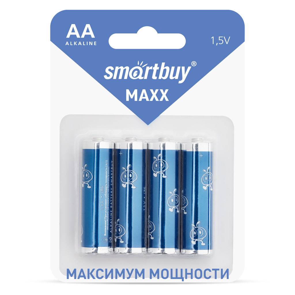Батарейка алкалиновая (щелочная) Smartbuy MAXX LR6 (AA)/4B