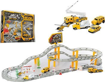 Помятая упаковка!!! CM557-21 Трек с металл машинками Track engineering 36см +5машин в наборе 52*36см