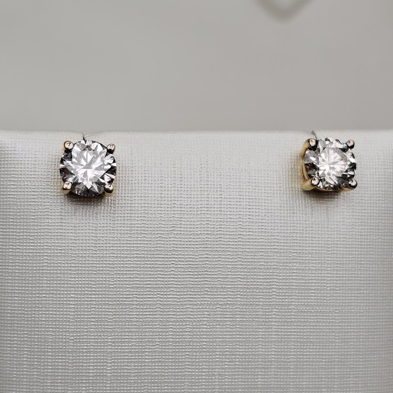 Золотые серьги с lab бриллиантами 1.31Ct VVS2/F  EX, фото 1