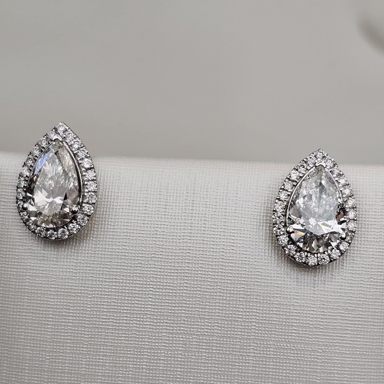 Золотые серьги с lab бриллиантами 2.02Ct VVS2/F 0.24Ct VS2/F EX, фото 1