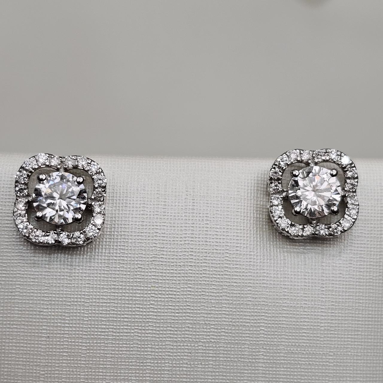 Золотые серьги с lab бриллиантами 0.85Ct VVS2/F 0.24Ct VVS1/F EX