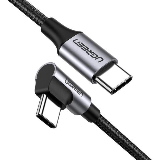 ugreen Кабель UGREEN US255 USB-C to Angled USB2.0-C Round Cable M/M Aluminum Shell Nickel Plating 1m (Gray