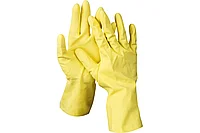 Перчатки латексные, хозяйственно-бытовые, с х/б напылением рифлёные, DEXX р.L