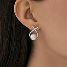 Серьги из серебра с синтетическим жемчугом и фианитами Diamant 94-122-02360-1 вставка, фото 3