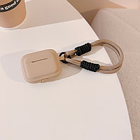 Чехол для наушников AirPods 4 (кофейный цвет) + брелок