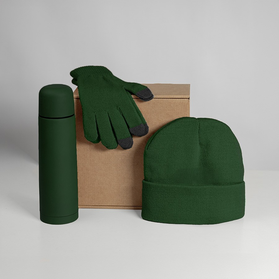 Набор подарочный GET WARM: перчатки, шапка, термос; зеленый 39531/17, фото 1
