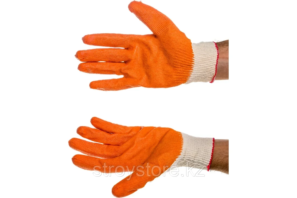 Перчатки с латексным обливом, эластичные, натуральный хлопок, 10 пар, размер L-XL, STAYER PROTECT