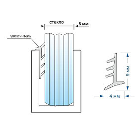 Уплотнитель для стекла 8 мм. | прозрачный | FGD-418CL