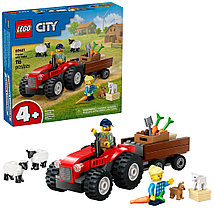 LEGO Красный трактор с прицепом и овцой