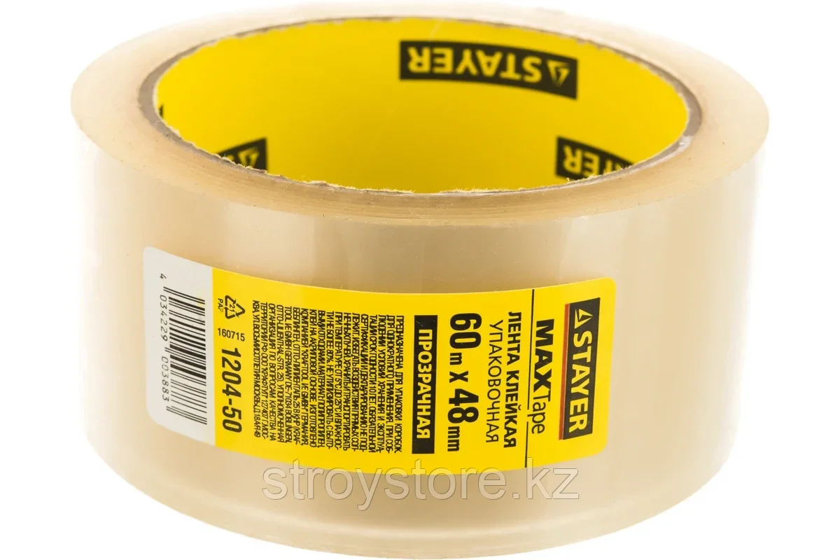 Лента прозрачная клейкая, 48 мм, 60 м 45 мкм, STAYER MASTER Max Tape