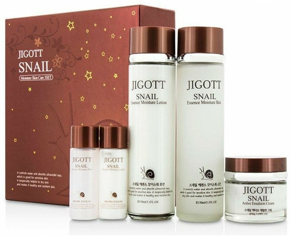 Jigott Snail Moisture Skin Care 3 Set набор уходовой косметики для женщин, фото 1