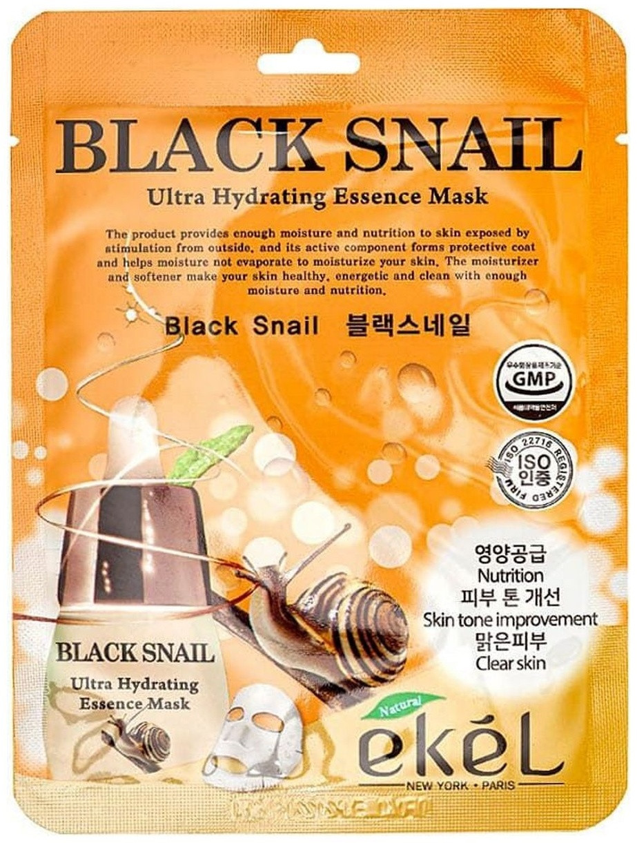 Маска для лица EKEL тканевая Black Snail 1 шт, фото 1