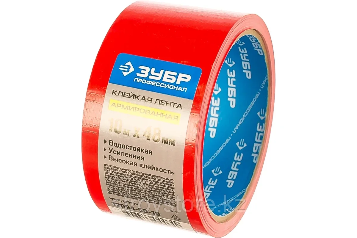 Лента армированная, красная, на тканевой основе, универсальная, ЗУБР ПРОФЕССИОНАЛ 48 мм, 10 м