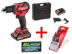 Аккум. дрель-шуруповерт WORTEX BD 1815 DLi в чем. + АКЦИЯ! (Набор сверл по дер. 5 шт (4-5-6-8-10 мм) WORTEX в