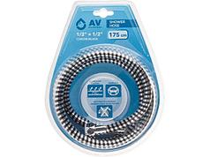 Шланг душевой, PVC, 1/2" г-г 175 см, хром-черн., AV Engineering (Гайка лаутнь (anti-twist), 10 бар) (AV