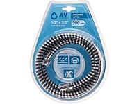 Шланг душевой, PVC, 1/2" г-г 200 см, хром-черн., AV Engineering (Гайка латунь (anti-twist), 10 бар) (AV