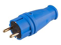 Вилка (с/з, 16А, 250В) каучук, синяя Юпитер (В16-001) (ЮПИТЕР) (JP7602-03)