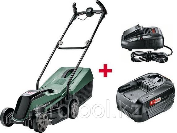 Газонокосилка аккумуляторная BOSCH CityMower 18 (18.0 В, 1 акк., 4.0 А/ч, Li-Ion, шир. 340 мм, выс. 30-60 мм,, фото 1