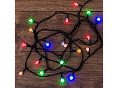 Гирлянда светодиодная "Цветные Шарики" 2,8 м, 20 LED мультиколор, темно-зелен. ПВХ NEON-NIGHT (с контроллером,