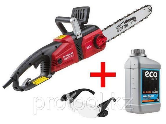 Пила цепная электрическая WORTEX EC 4024 SF шина 40 см (16"), 3/8" LP, 1.3 мм + АКЦИЯ! (масло ECO 1 л и очки, фото 1