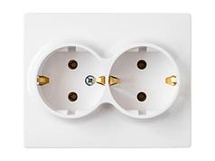 Розетка 2-ая (скрытая, с/з) белая, Мастер, BYLECTRICA (без рамки) (BYLECTRICA) (РС16-0042)