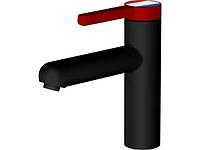Смеситель для умывальника (Lt) D35, серия Rose черный + красный, a-five (Монолитный излив) (a-five) (A5-1021)