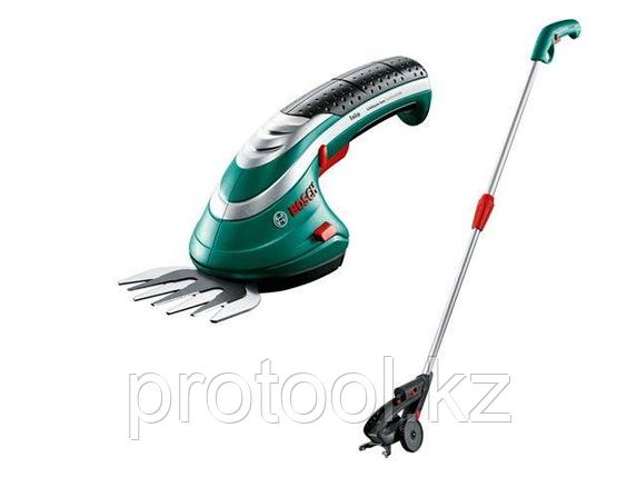 Аккум. ножницы садовые BOSCH ISIO 3 в кор. + телескопическая штанга (3.6 В, 1 акк., 1.5 А/ч, Li-Ion, шир., фото 1