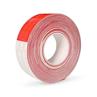 Светоотражающая лента самоклеющая (красно-белая) 45 м,50 мм