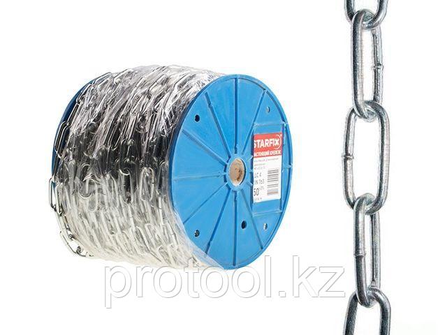 Цепь сварная длиннозвенная, оцинк. М4 DIN 763 (бухта 50 м) STARFIX (STARFIX) (SMP-42316-50)
