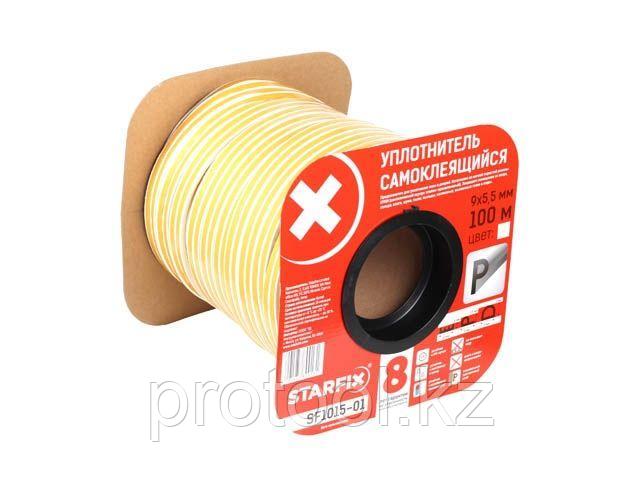 Уплотнитель "P" белый  9х5,5мм 100м (сдвоенный профиль 2х50м) STARFIX (STARFIX) (SF1015-01)