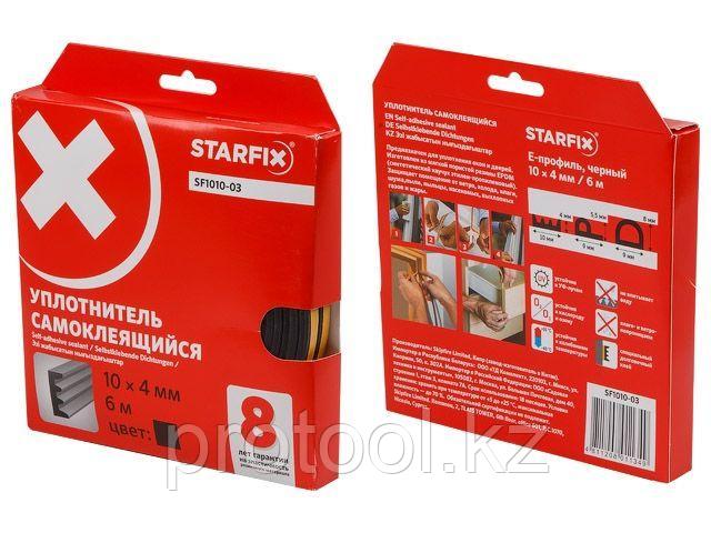 Уплотнитель "E" черный 10х4мм 6м (сдвоенный профиль 2х3м) STARFIX (STARFIX) (SF1010-03)