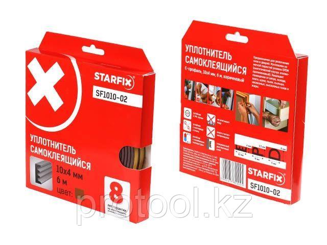 Уплотнитель "E" коричневый 10х4мм 6м (сдвоенный профиль 2х3м) STARFIX (STARFIX) (SF1010-02)