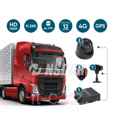 Комплект для грузового транспорта  ADAS-DSM ADAS401_HDD + 4G+GPS/Глонасс+WiFi