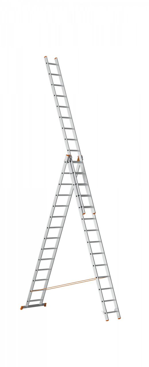 Трехсекционная лестница индустриального типа Sarayli 3х14, 9780 мм, фото 1
