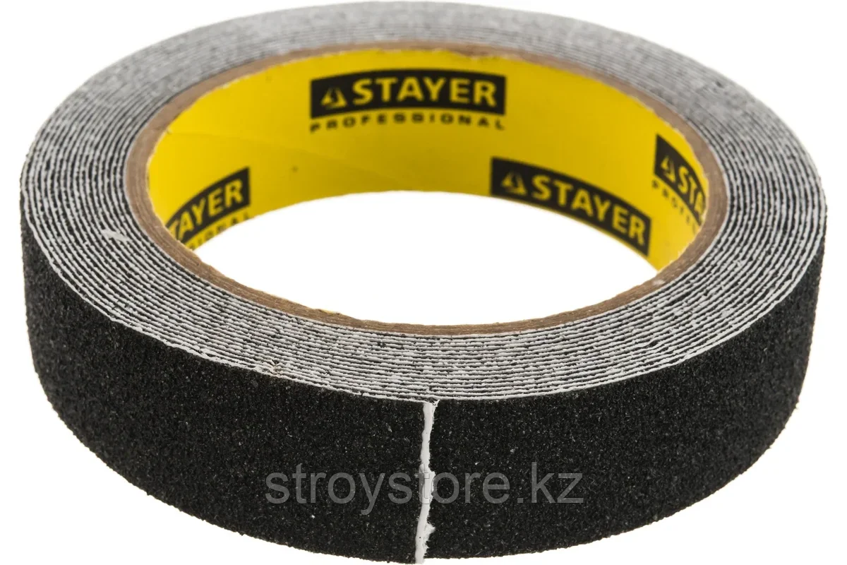 Лента клейкая, черная, противоскользящая, STAYER PROFESSIONAL 25 мм х 5м, фото 1