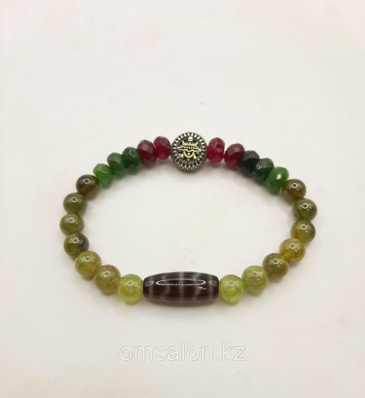 Браслет из рубинов, изумрудов и зелёного граната на изобилие и удачу, фото 1