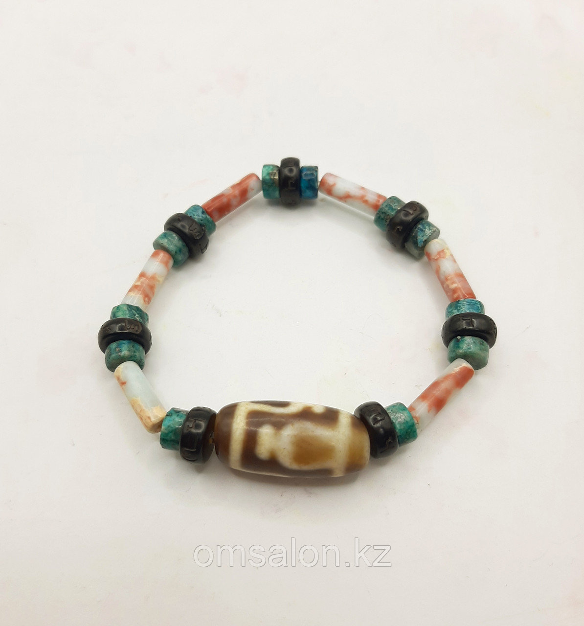 Браслет из яшмы, бирюзы и дерева, фото 1