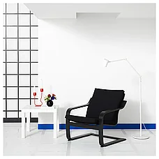 ПОЭНГ кресло с низкой спинкой, черно-коричневое/Vissle черное ИКЕА, IKEA, фото 3