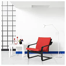 ПОЭНГ Кресло с низкой спинкой, черно-коричневое/красное ИКЕА, IKEA, фото 3