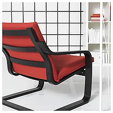 ПОЭНГ Кресло с низкой спинкой, черно-коричневое/красное ИКЕА, IKEA, фото 4