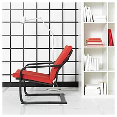 ПОЭНГ Кресло с низкой спинкой, черно-коричневое/красное ИКЕА, IKEA, фото 5