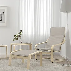ПОЭНГ кресло, березовый шпон/Книса светло-бежевый ИКЕА, IKEA, фото 3