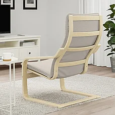 ПОЭНГ кресло, березовый шпон/Книса светло-бежевый ИКЕА, IKEA, фото 4