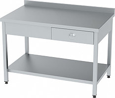Рабочий стол из нержавеющей стали с одним ящиком и одной полкой AISI 430 1000x600x850mm