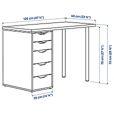 Стол письменный ЛАГКАПТЕН /АЛЕКС 120х60 белый ИКЕА, IKEA, фото 6
