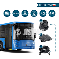Комплект для автобуса на 3 камеры NSCAR BUS301 FullHD_SD с опциями 4G+GPS/Глонасс (по 969)