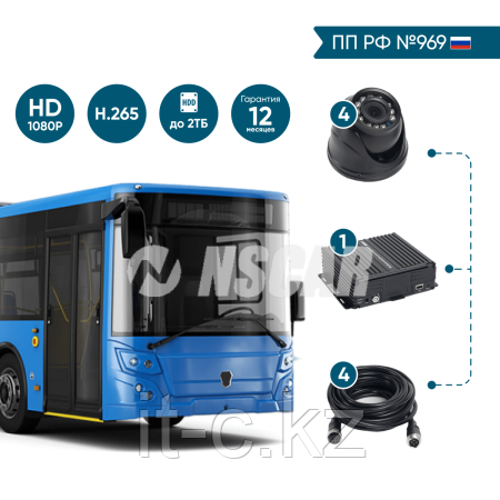 Комплект на 4 камеры NSCAR BUS401 FullHD_HDD (по 969)