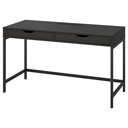 АЛЕКС письменный стол, черно-коричневый, 132x58 см ИКЕА, IKEA, фото 1