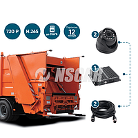 Комплект видеонаблюдения для мусоровозов на 2 камеры NSCAR MT201_SD (запись на SD)