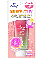 Солнцезащитная эссенция с функцией цветокоррекции кожи ROHTO Skin Aqua Tone Up UV Essence SPF 50+ Rose Color